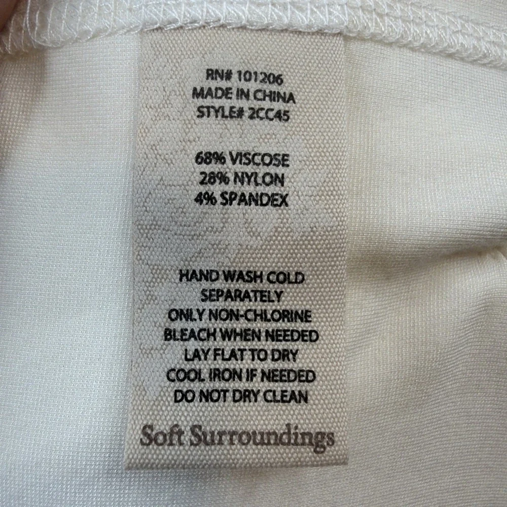 Soft Surroundings Women's L Ivory Long Vest Duster Open Front Zip Back Stretch